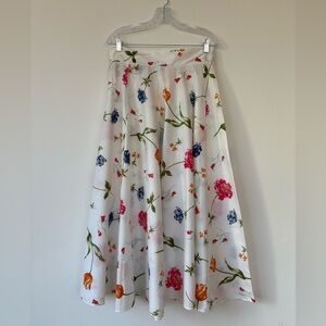 Vintage Laura Ashley White Floral A-Line Skirt